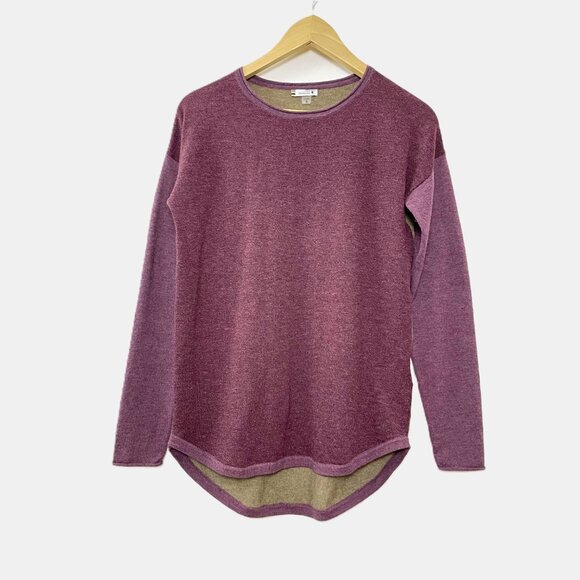 Smartwool Shadow Pine Colorblock Merino Wool Sweater Heather Purple - Picture 1 of 11